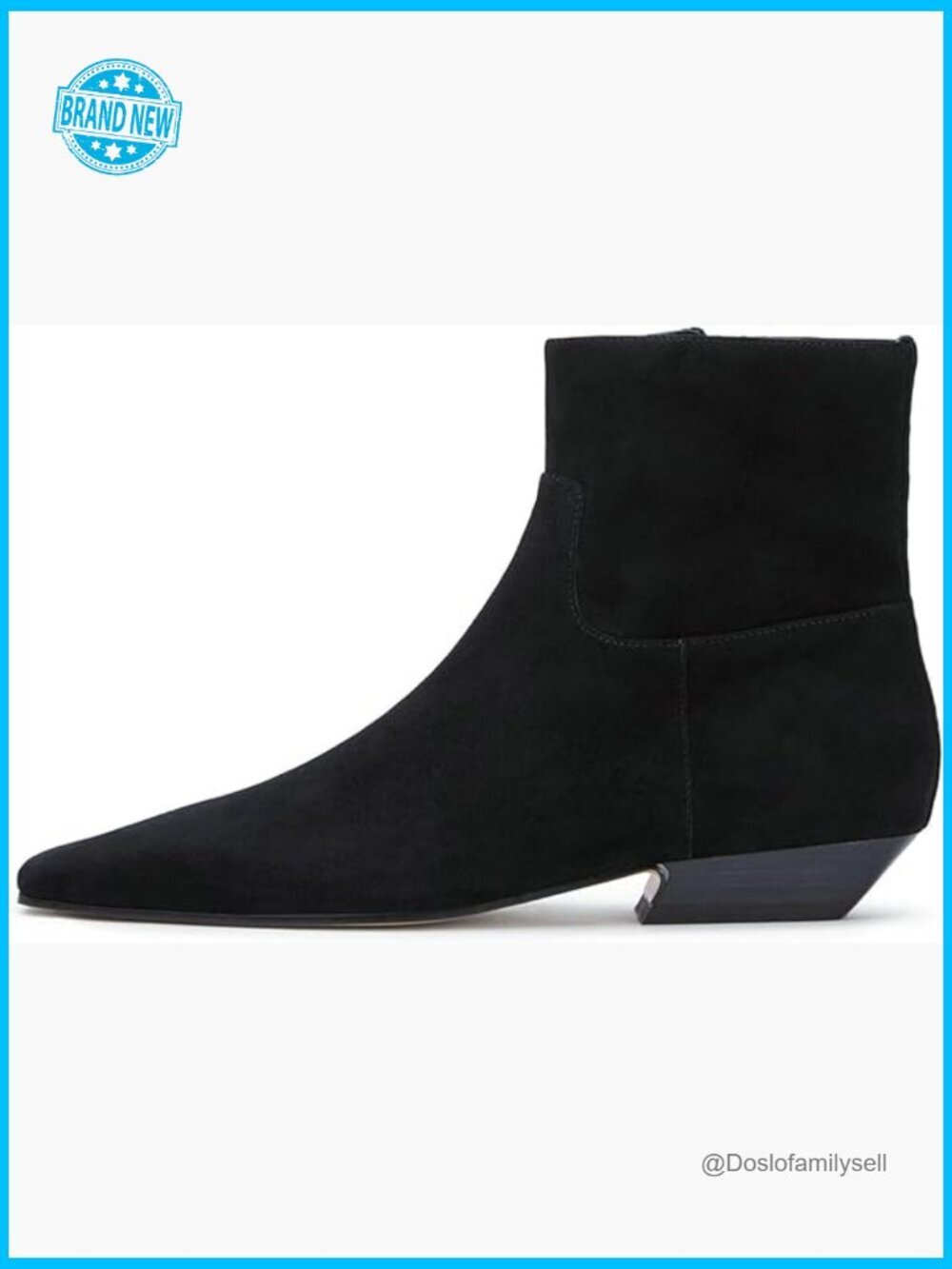 Square Toe Ankle Boots Low Heel Booties Side Zip Short Boots Comfortable